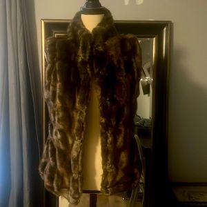 Dylan Faux Fur Vest - Size Medium, Trending Dark Brown, Buttonless Latch Closure